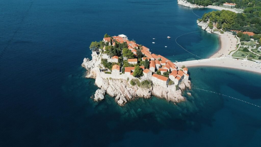Island with the Old Town of Sveti Stefan in Montenegro